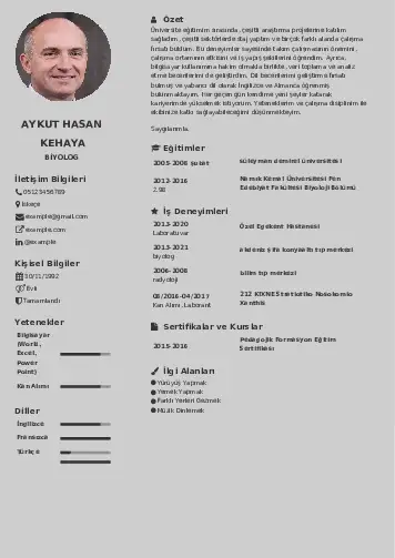 Biyolog CV Örnekleri cv indir
